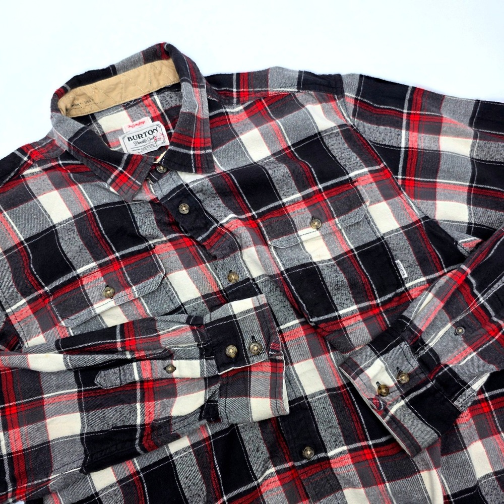 Burton Mens MB Brighton LS WVN Plaid Flannel Shirt Red Black White XL 140531